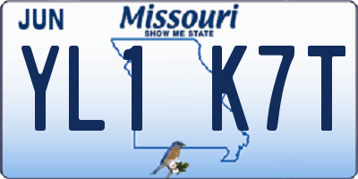 MO license plate YL1K7T