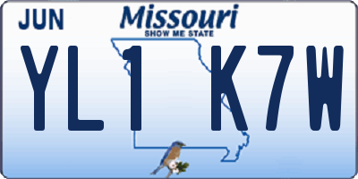 MO license plate YL1K7W