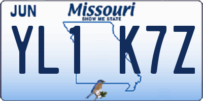 MO license plate YL1K7Z