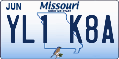 MO license plate YL1K8A