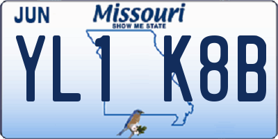 MO license plate YL1K8B