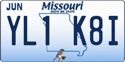 MO license plate YL1K8I