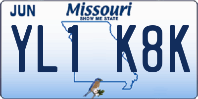MO license plate YL1K8K