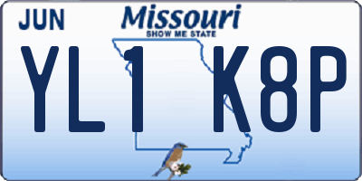 MO license plate YL1K8P