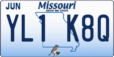 MO license plate YL1K8Q