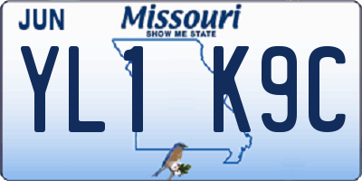 MO license plate YL1K9C