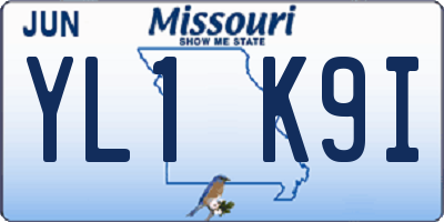 MO license plate YL1K9I