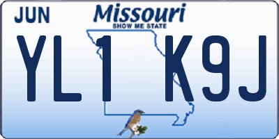 MO license plate YL1K9J