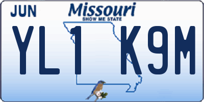 MO license plate YL1K9M
