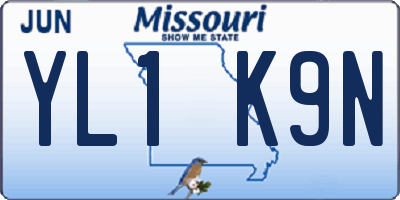 MO license plate YL1K9N