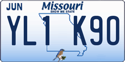 MO license plate YL1K9O