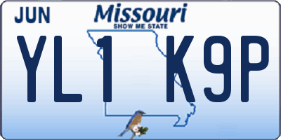 MO license plate YL1K9P
