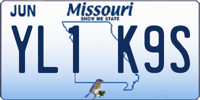 MO license plate YL1K9S