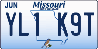 MO license plate YL1K9T