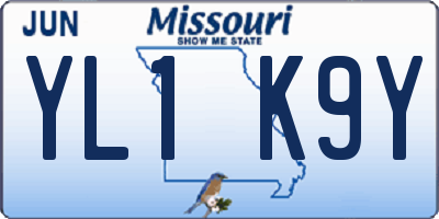 MO license plate YL1K9Y