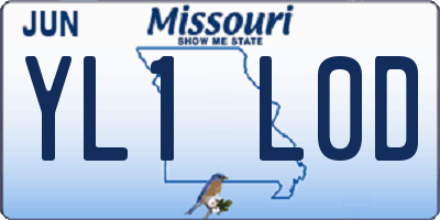 MO license plate YL1L0D