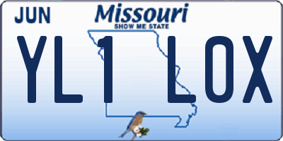 MO license plate YL1L0X