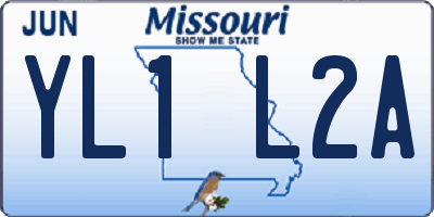 MO license plate YL1L2A