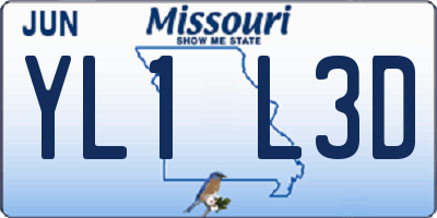 MO license plate YL1L3D
