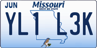 MO license plate YL1L3K
