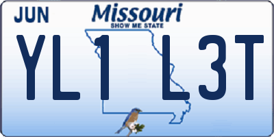 MO license plate YL1L3T