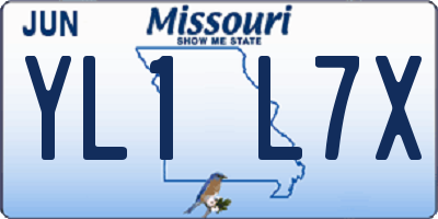 MO license plate YL1L7X