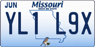 MO license plate YL1L9X
