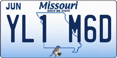 MO license plate YL1M6D
