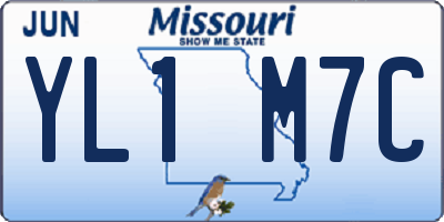 MO license plate YL1M7C