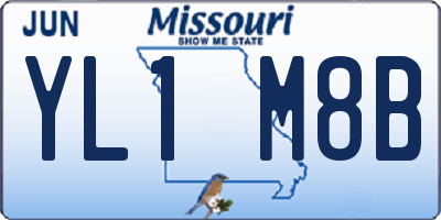 MO license plate YL1M8B