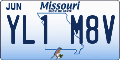 MO license plate YL1M8V