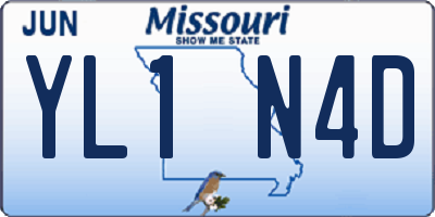 MO license plate YL1N4D