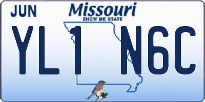 MO license plate YL1N6C