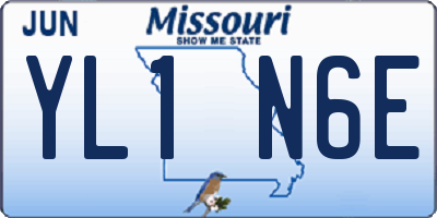 MO license plate YL1N6E