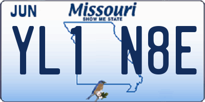 MO license plate YL1N8E