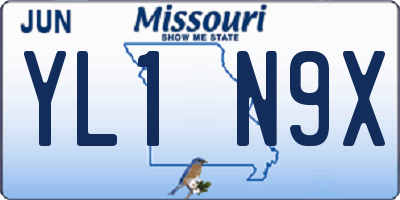 MO license plate YL1N9X