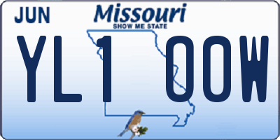 MO license plate YL1O0W