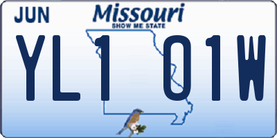 MO license plate YL1O1W