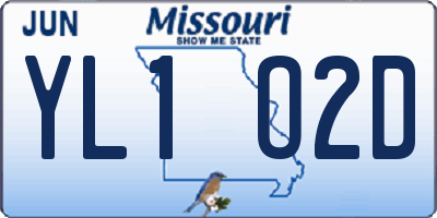 MO license plate YL1O2D