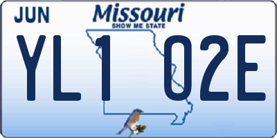 MO license plate YL1O2E