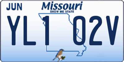 MO license plate YL1O2V