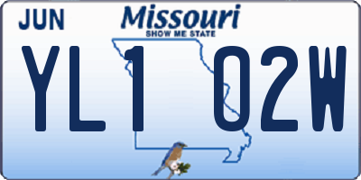 MO license plate YL1O2W