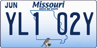 MO license plate YL1O2Y
