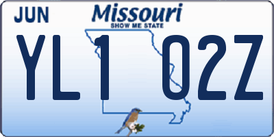 MO license plate YL1O2Z