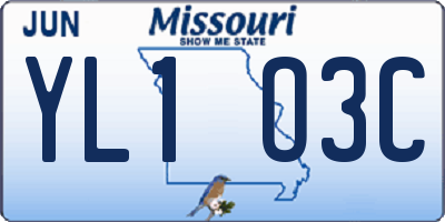 MO license plate YL1O3C