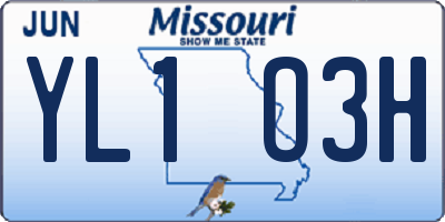 MO license plate YL1O3H