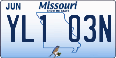 MO license plate YL1O3N