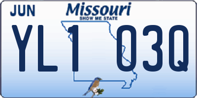MO license plate YL1O3Q
