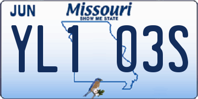 MO license plate YL1O3S