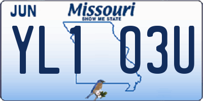 MO license plate YL1O3U